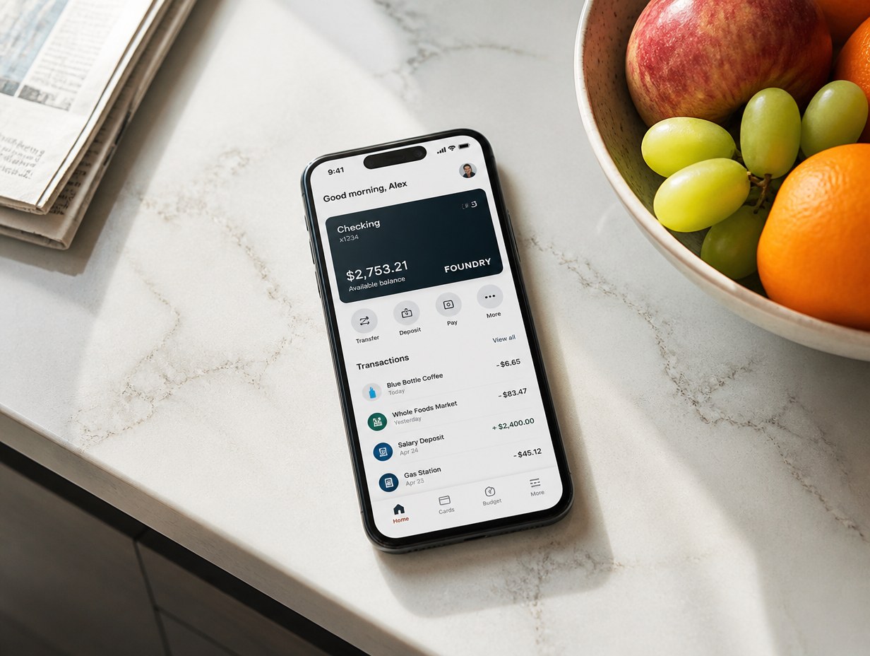 AI-generated banking app mockup sample