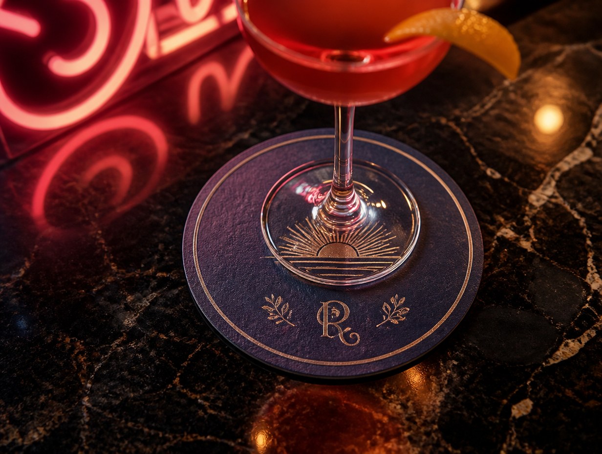AI-generated bar coaster mockup sample