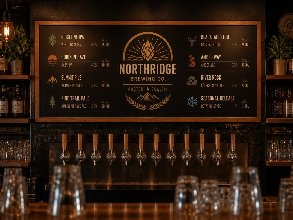 AI-generated bar menu board mockup sample