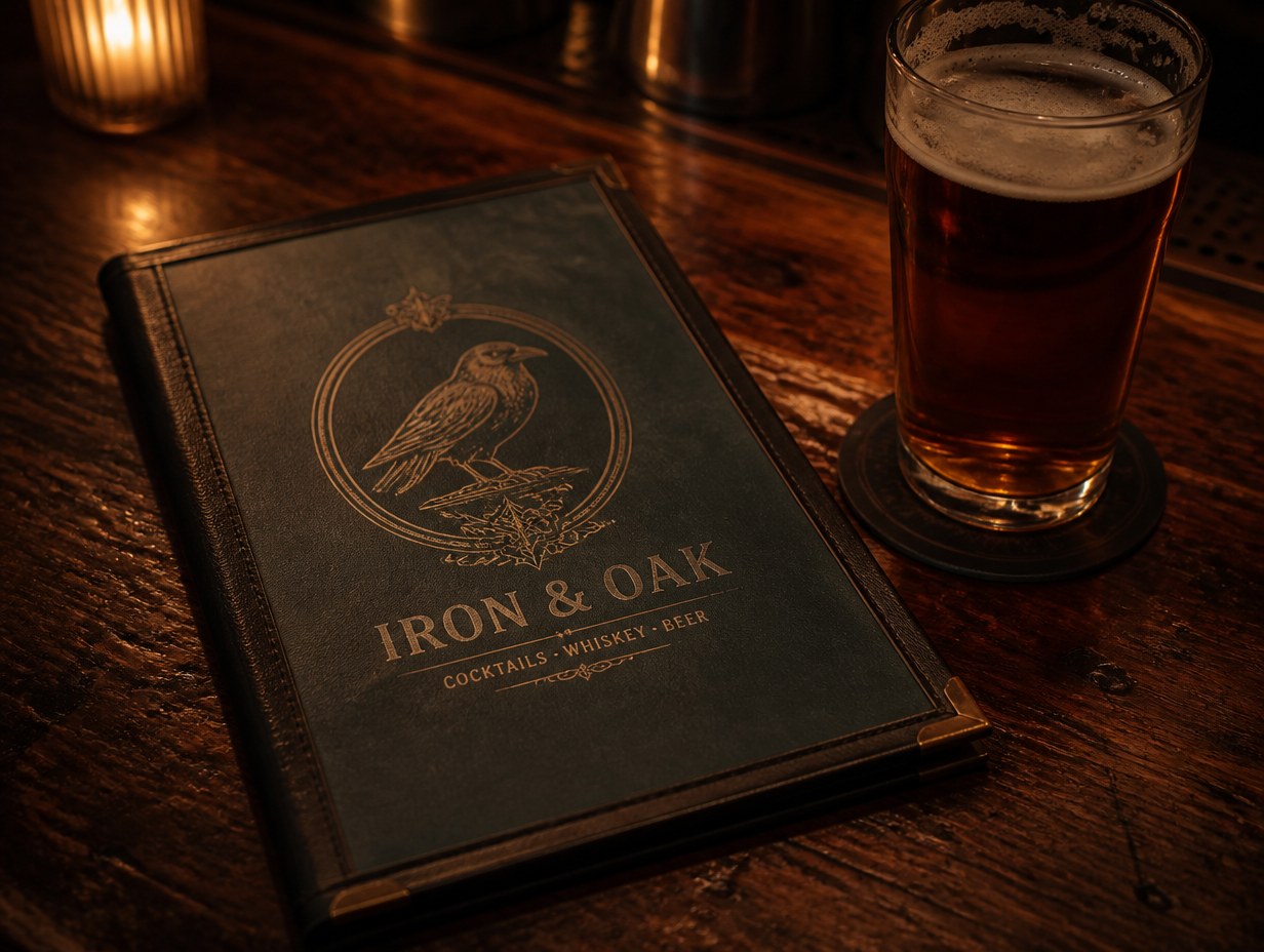 AI-generated bar menu mockup sample