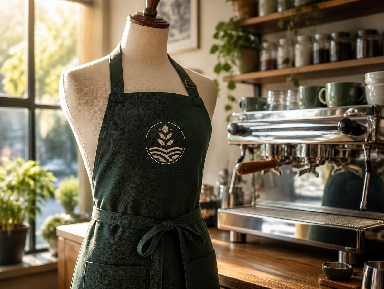AI-generated barista apron mockup sample