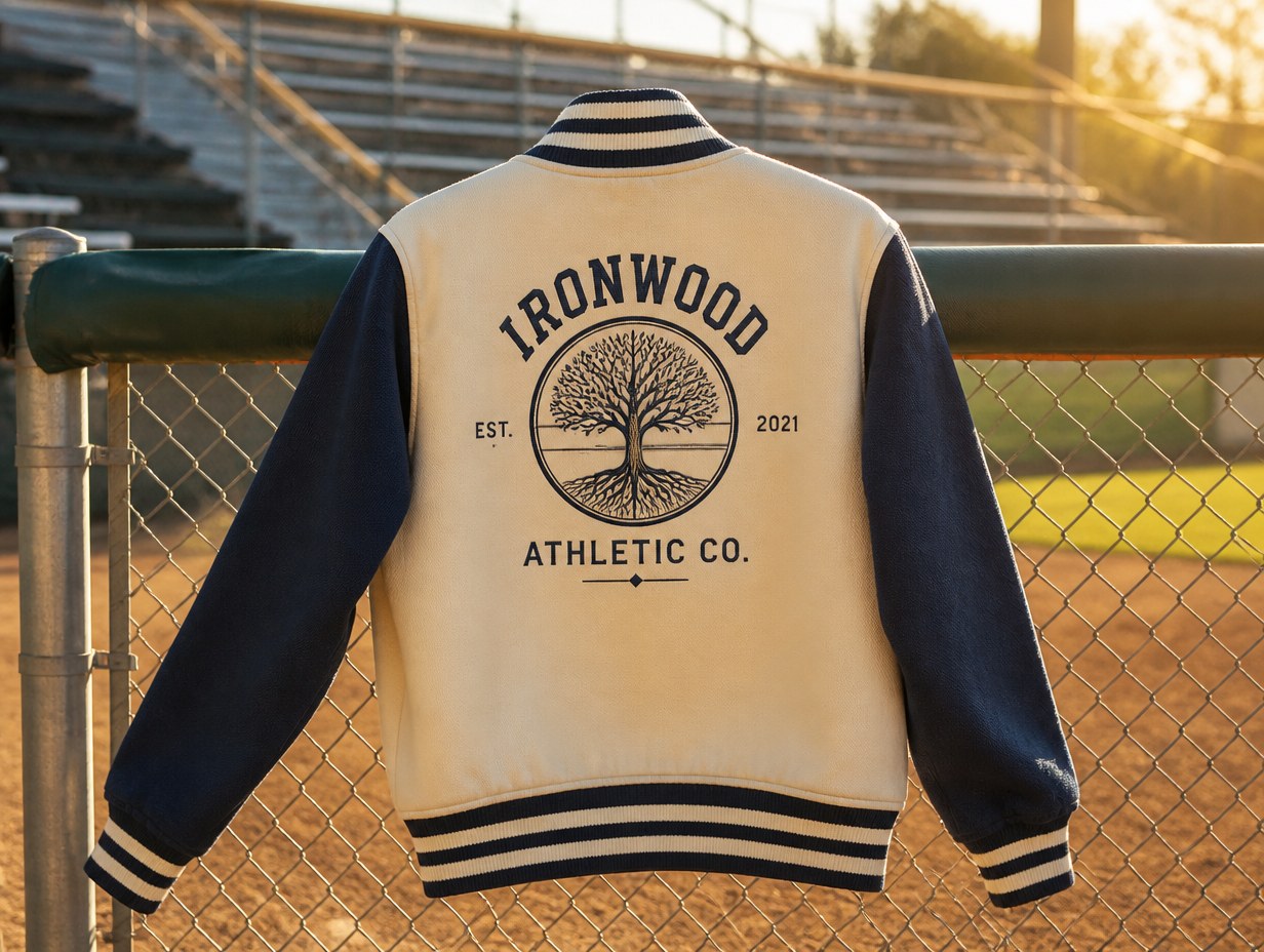 AI-generated baseball jacket mockup sample
