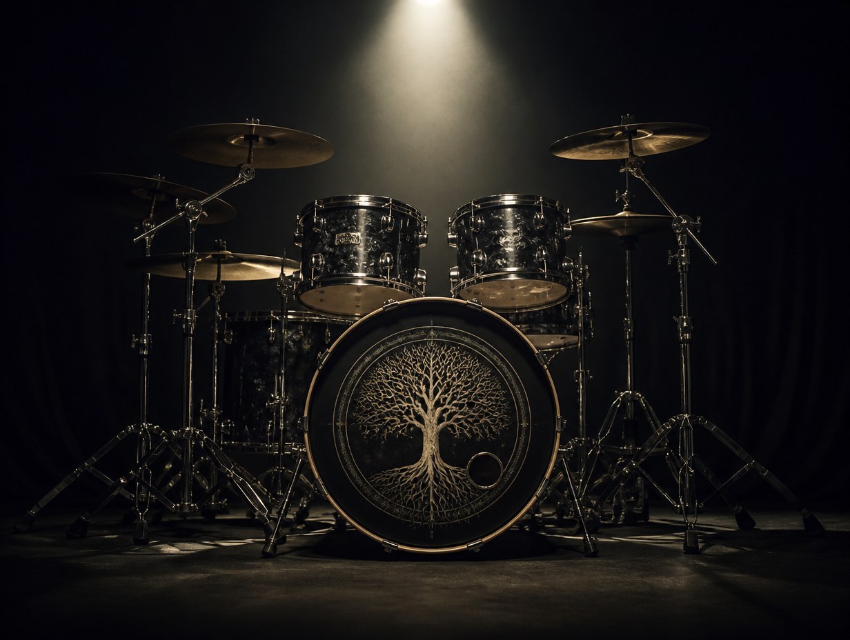 AI-generated bass drum head mockup sample