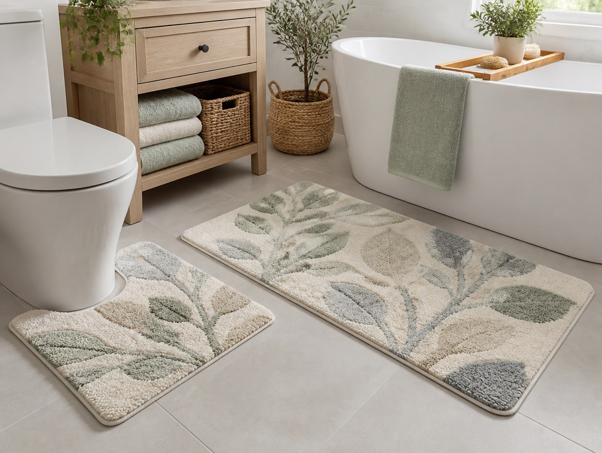 AI-generated bath mat set mockup sample