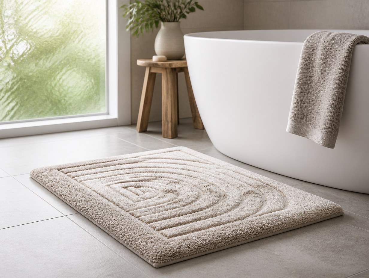 AI-generated bath mat mockup sample
