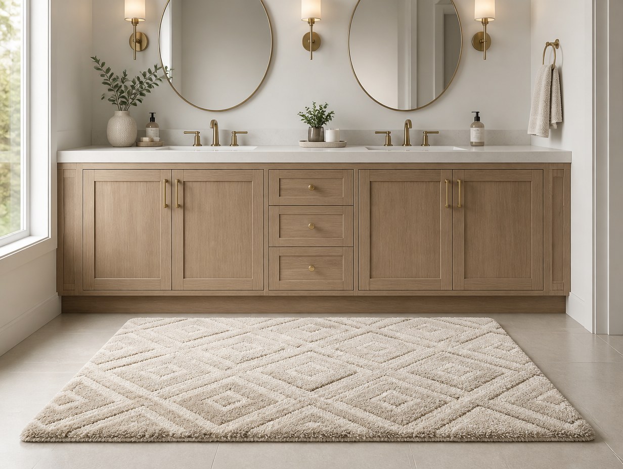 AI-generated bath rug mockup sample