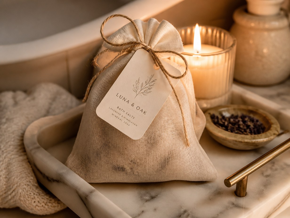 AI-generated bath salts pouch mockup sample