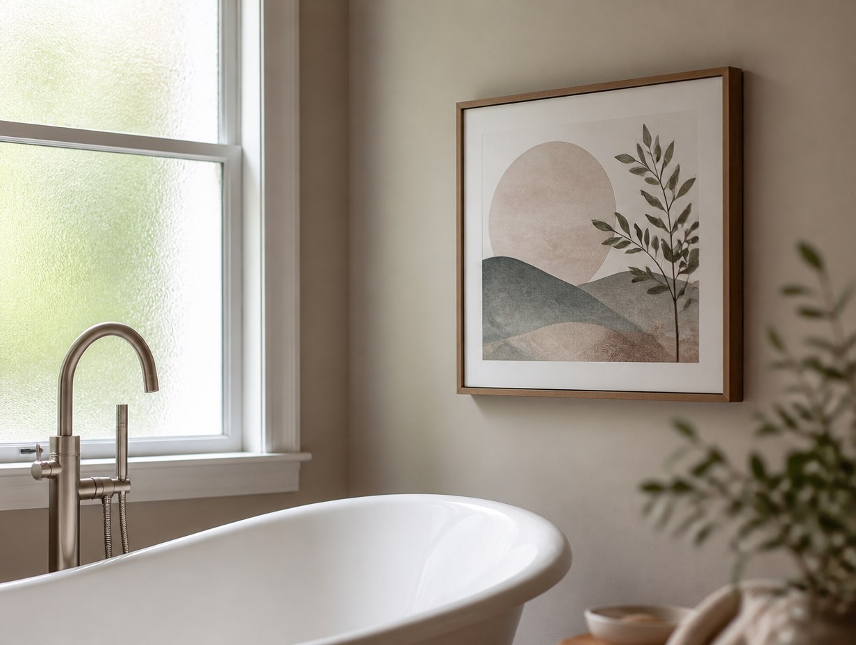 AI-generated bathroom wall art mockup sample