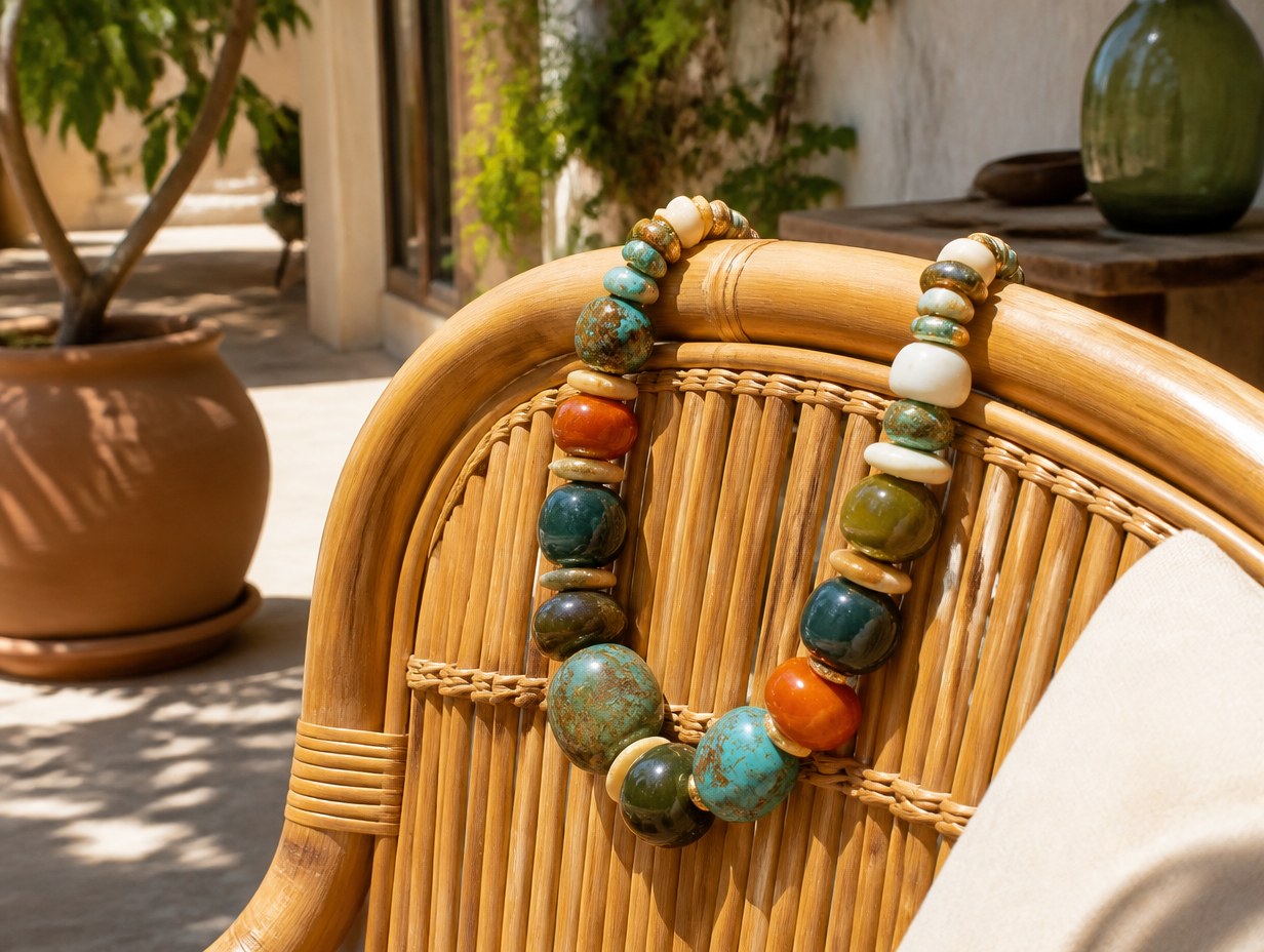 AI-generated beaded necklace mockup sample