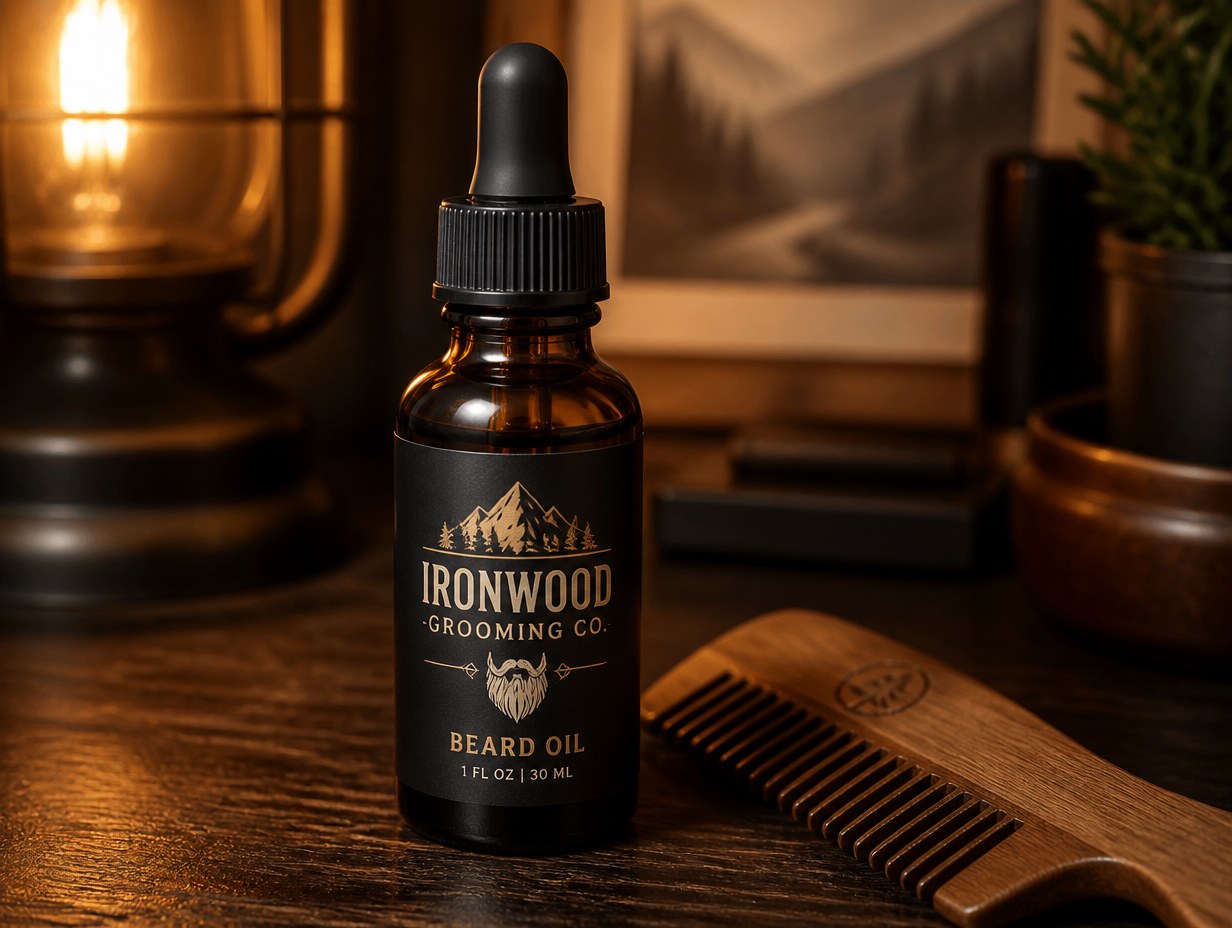 Beard Oil Bottle mockup example