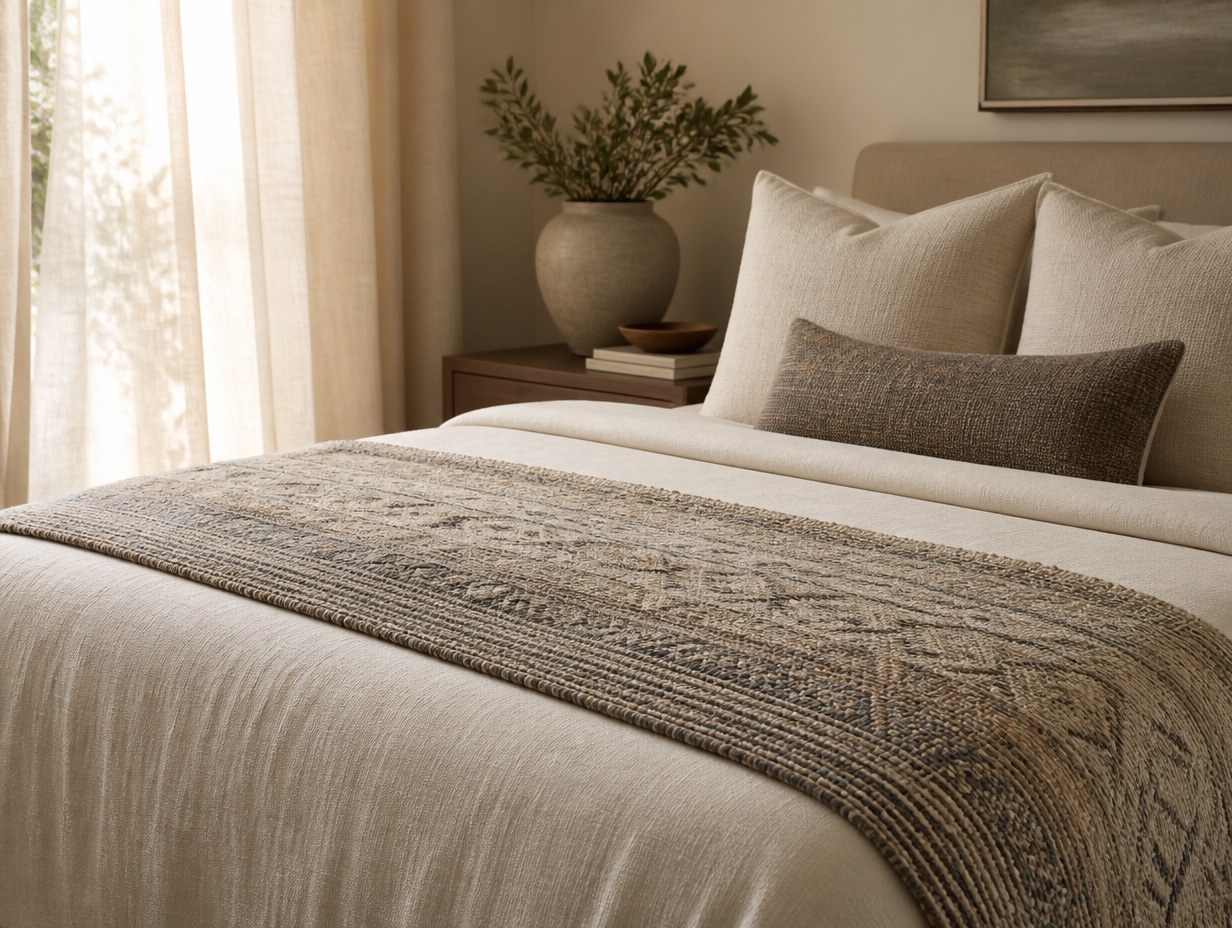 AI-generated bed runner mockup sample