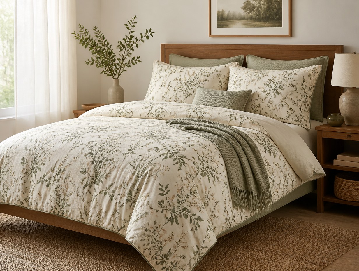 AI-generated bedding set mockup sample