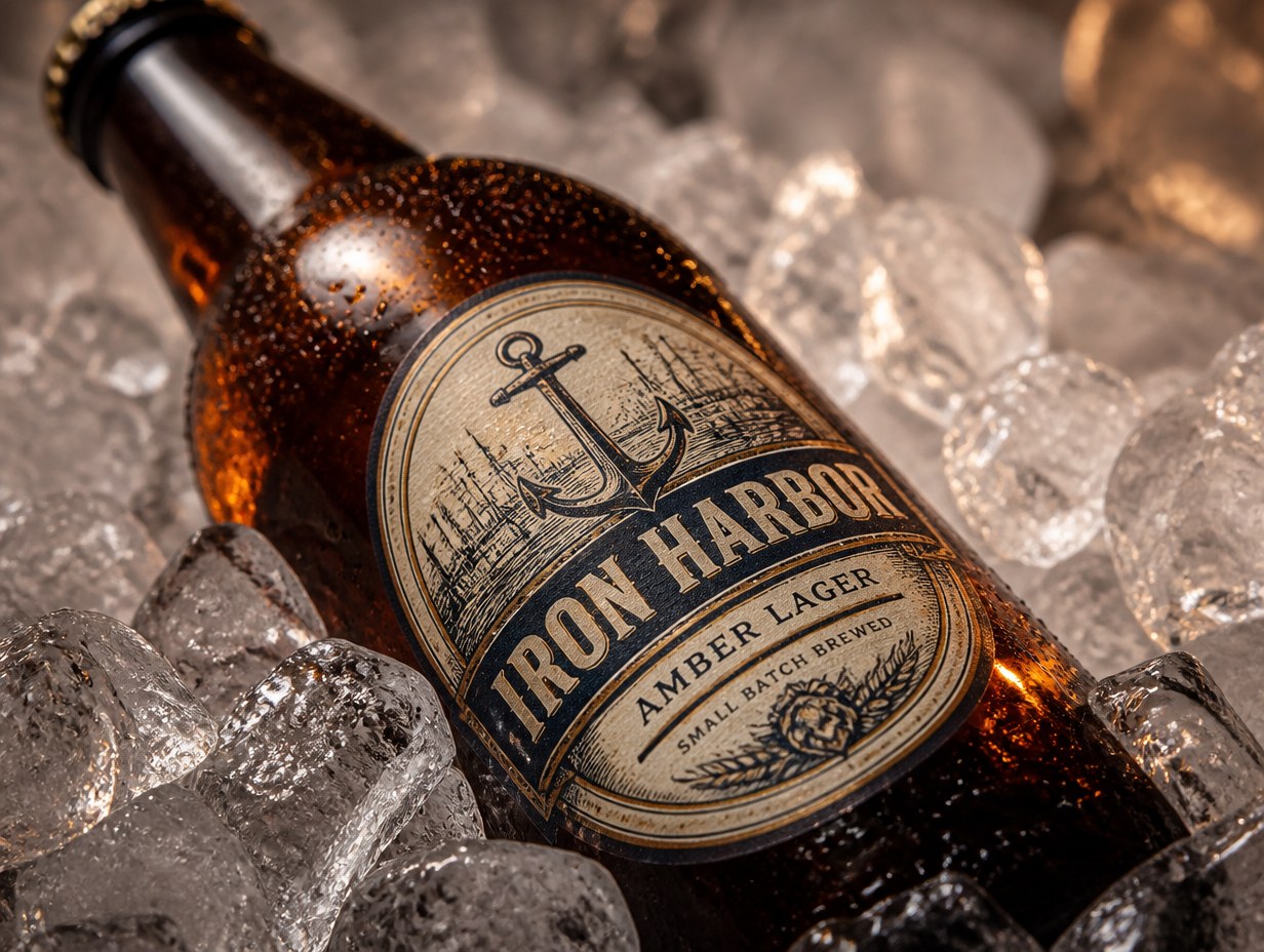 AI-generated beer bottle label mockup sample