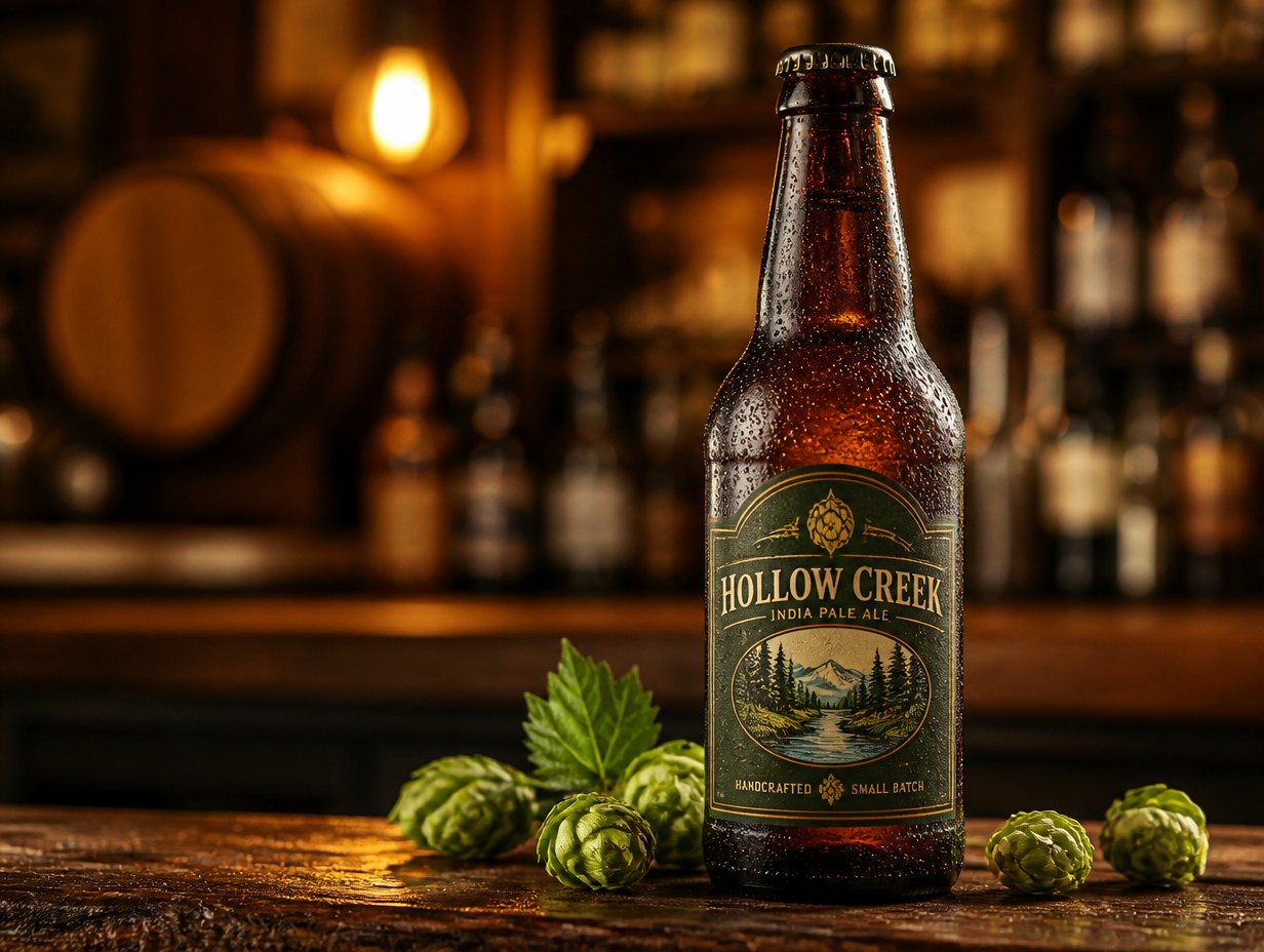 AI-generated beer bottle mockup sample