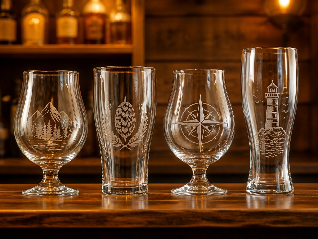 AI-generated beer glass set mockup sample