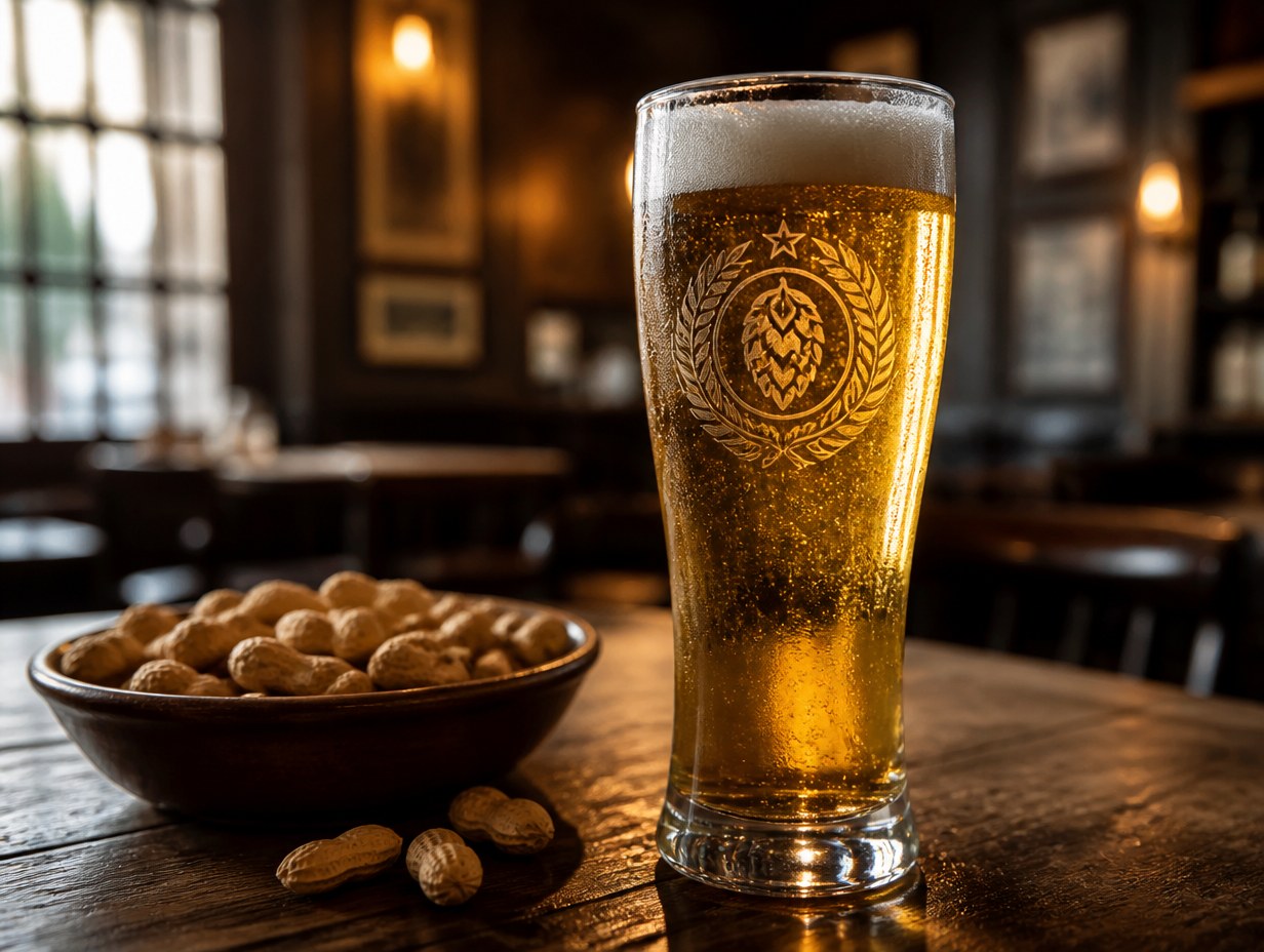 AI-generated beer glass mockup sample