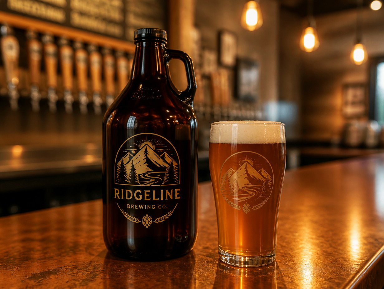 AI-generated beer growler mockup sample
