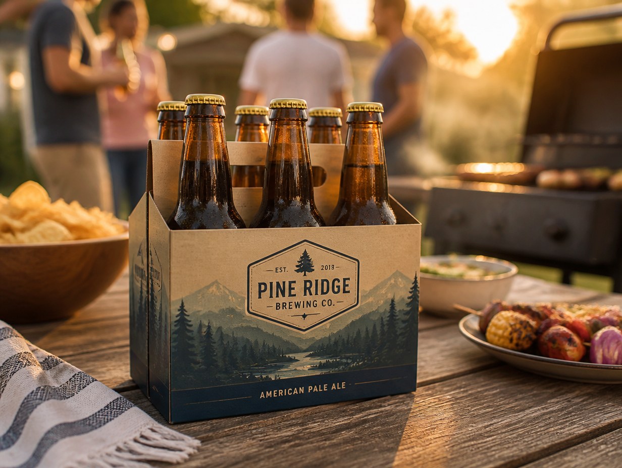 AI-generated beer six-pack mockup sample