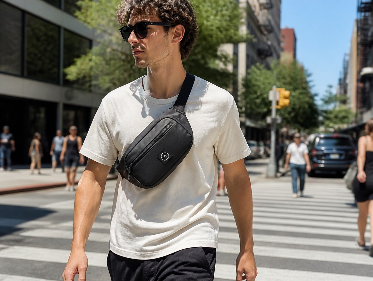 AI-generated belt bag mockup sample
