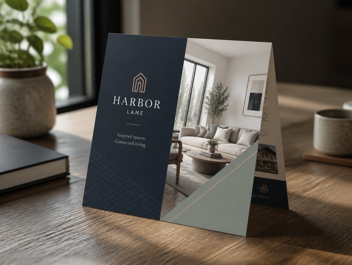 AI-generated bi-fold flyer mockup sample