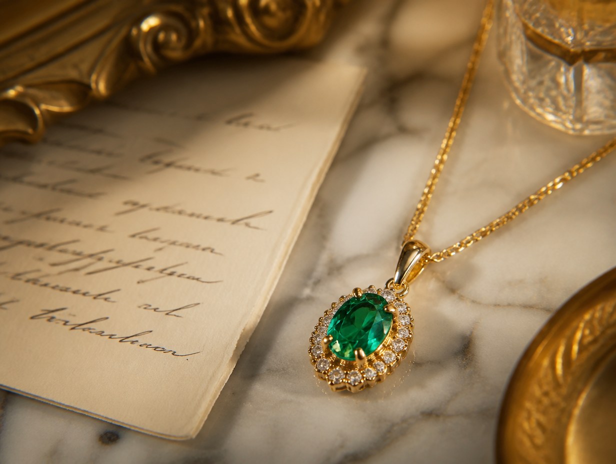 AI-generated birthstone necklace mockup sample