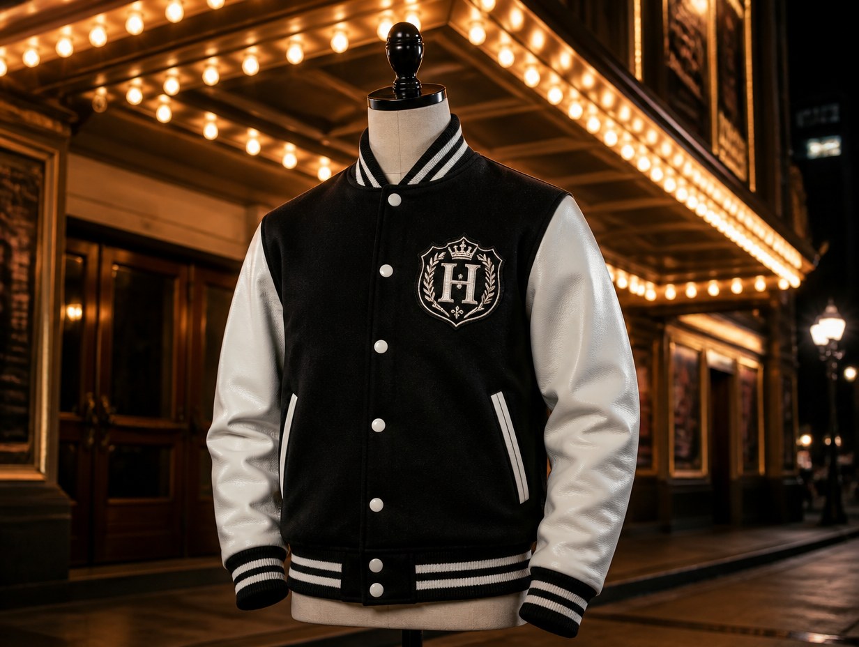 Black And White Varsity Jacket mockup example