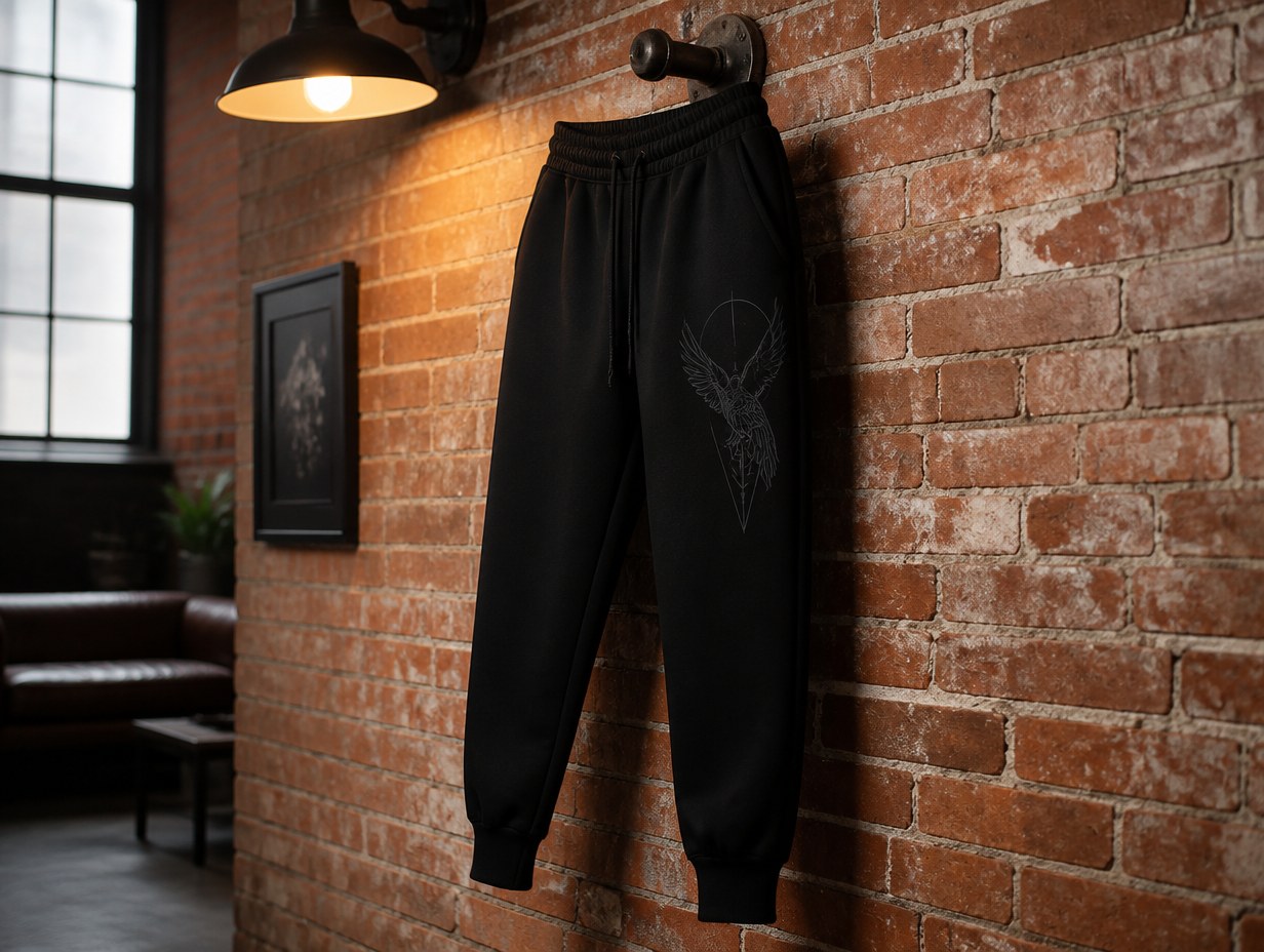 AI-generated black joggers mockup sample