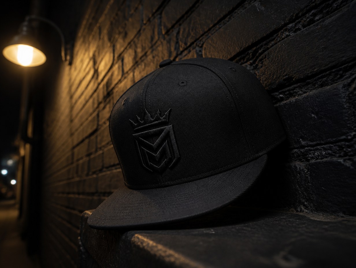 AI-generated black snapback mockup sample