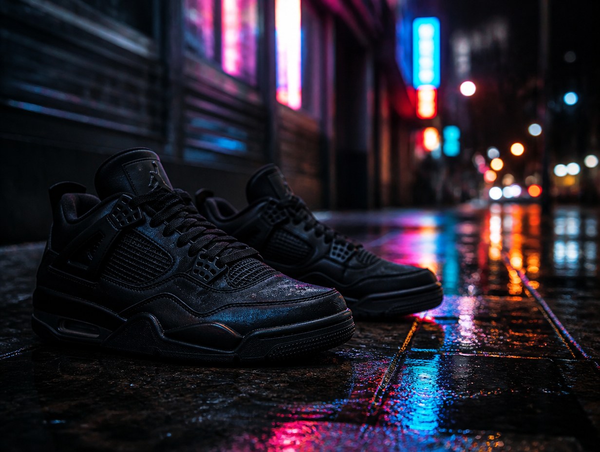 AI-generated black sneakers mockup sample