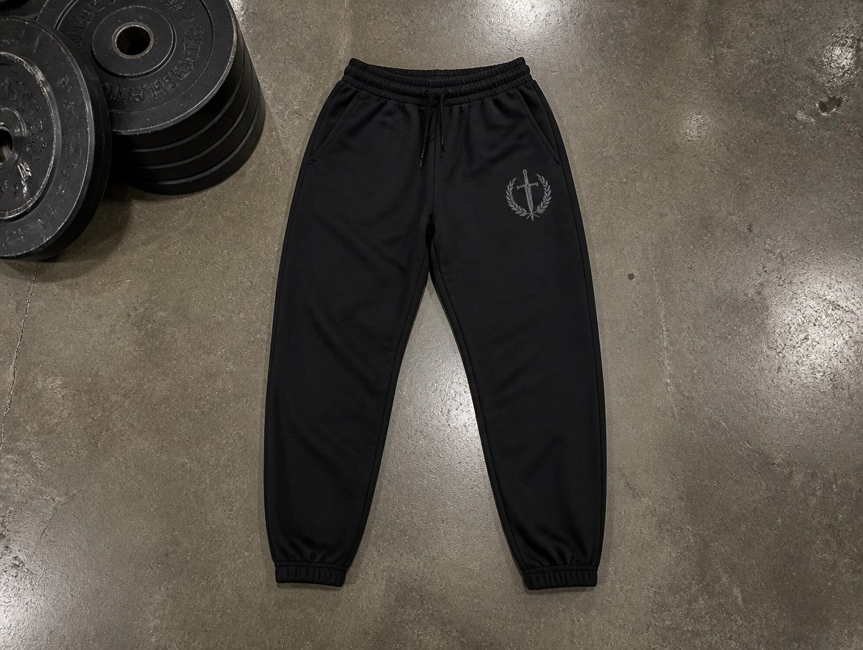 AI-generated black sweatpants mockup sample