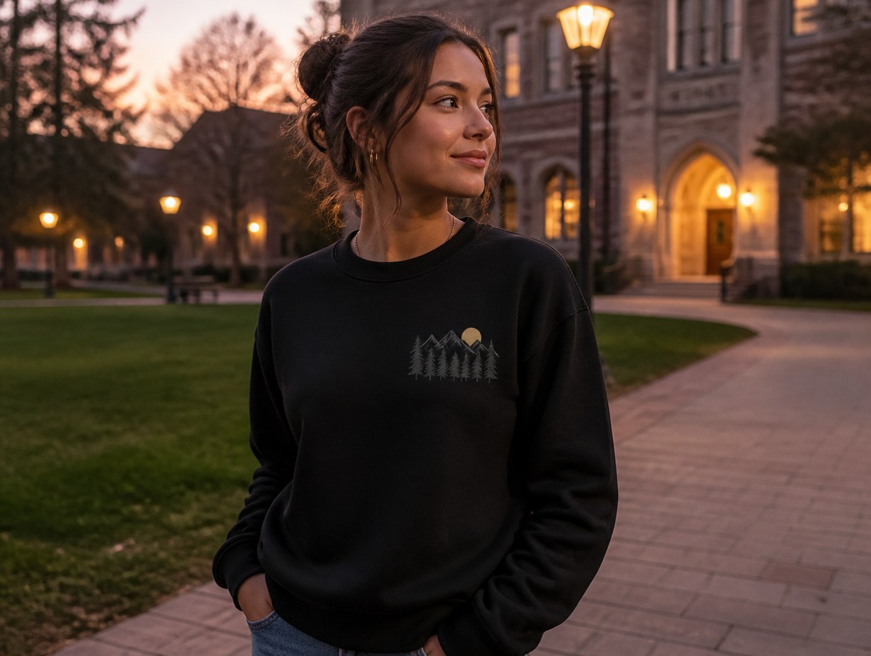 AI-generated black sweatshirt mockup sample