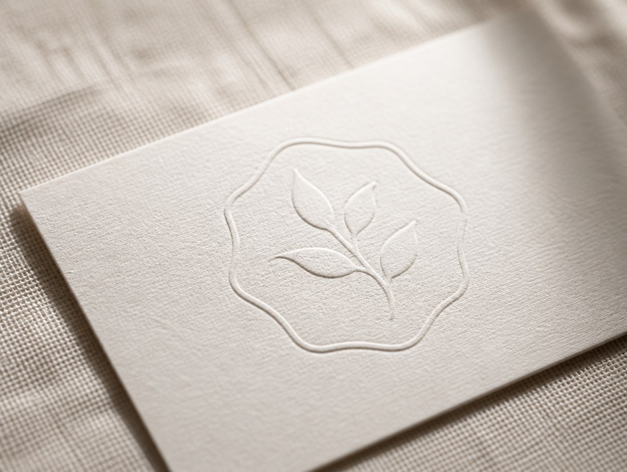 AI-generated blind emboss logo mockup sample