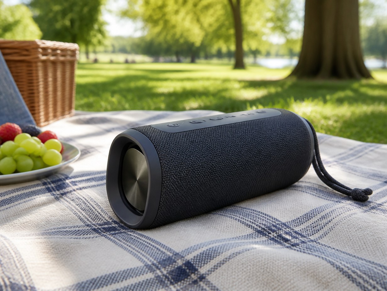AI-generated bluetooth speaker mockup sample