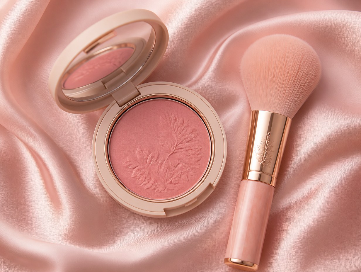 AI-generated blush compact mockup sample