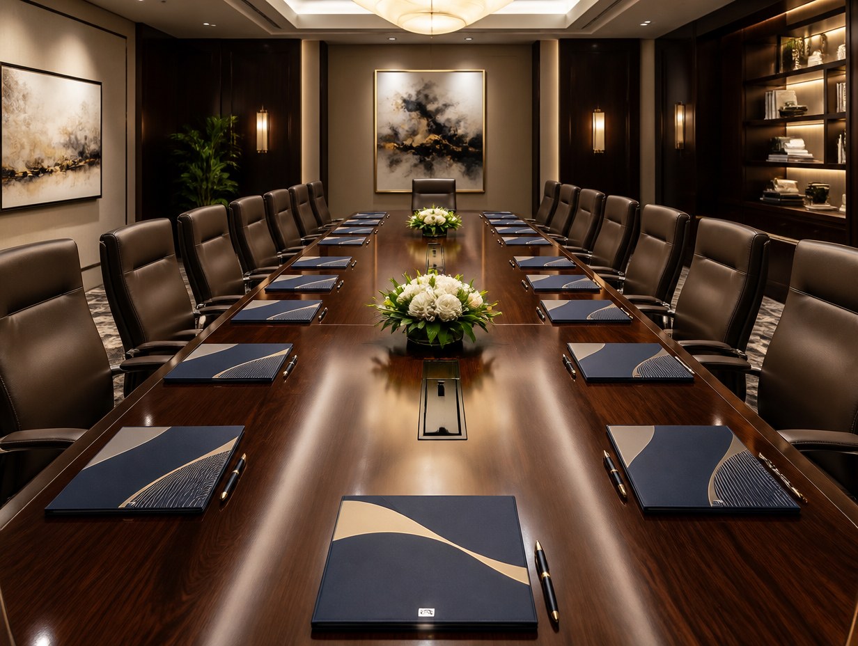 AI-generated boardroom table mockup sample