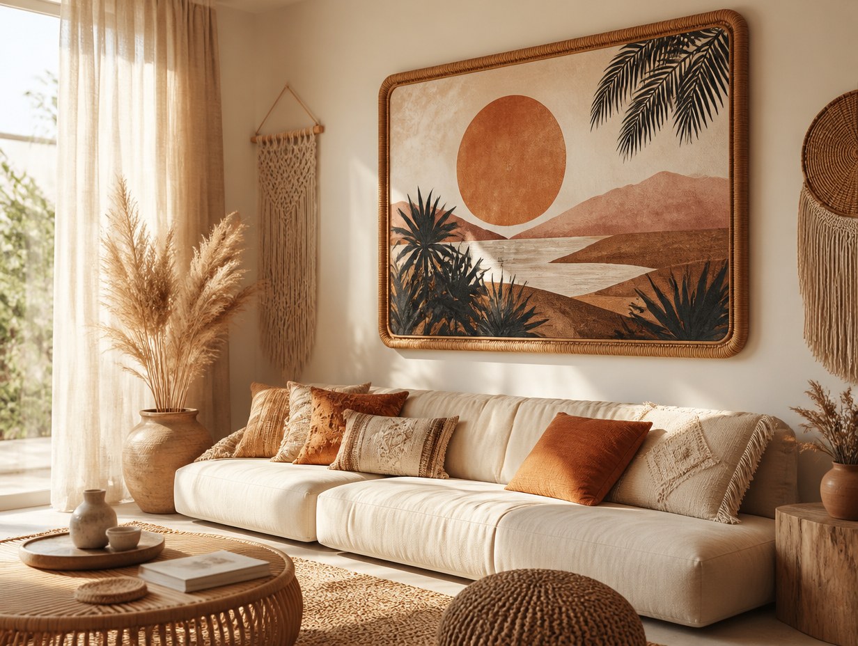 AI-generated boho wall art mockup sample