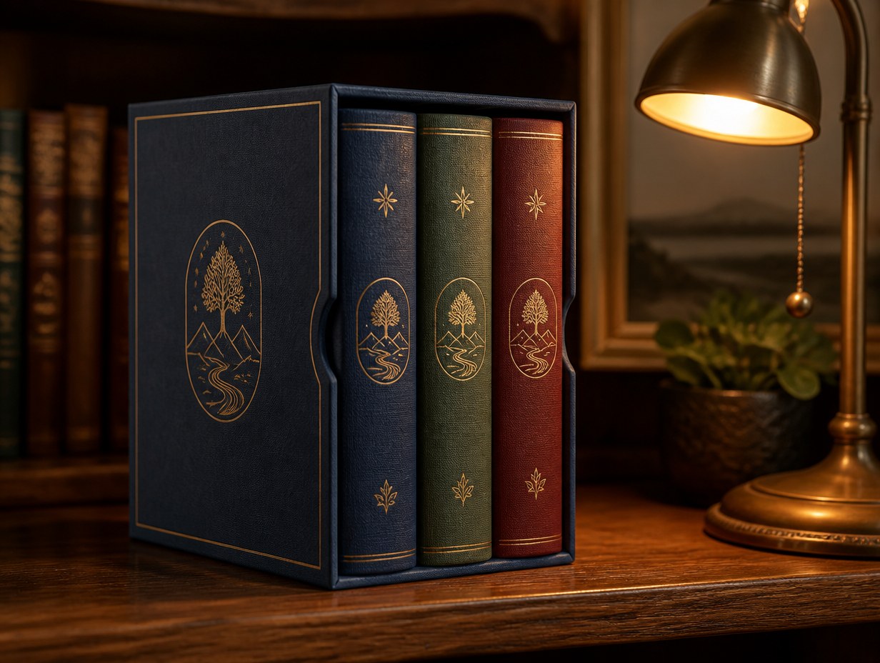 AI-generated book box set mockup sample