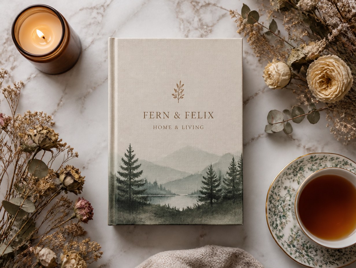 AI-generated book cover flat lay mockup sample
