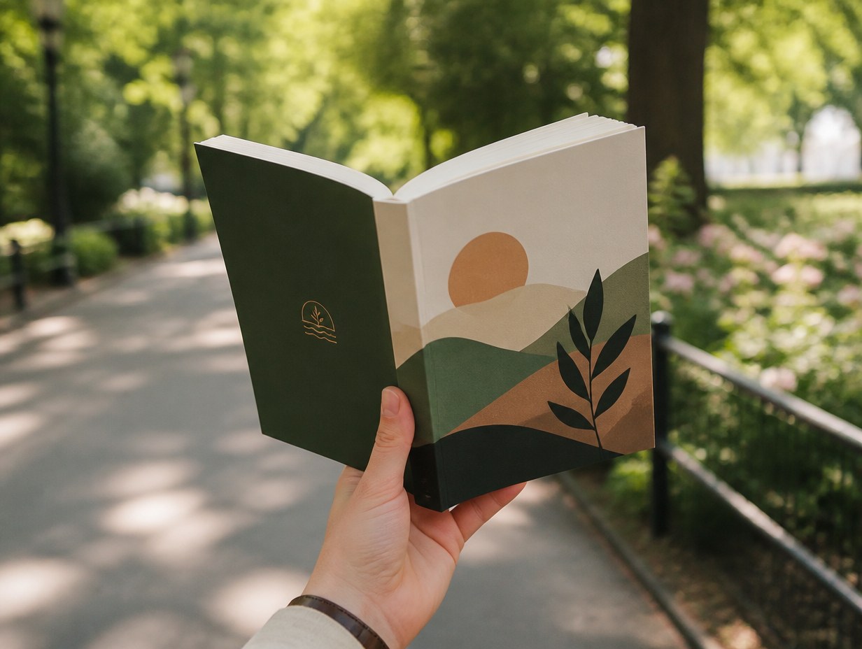 AI-generated book in hand mockup sample