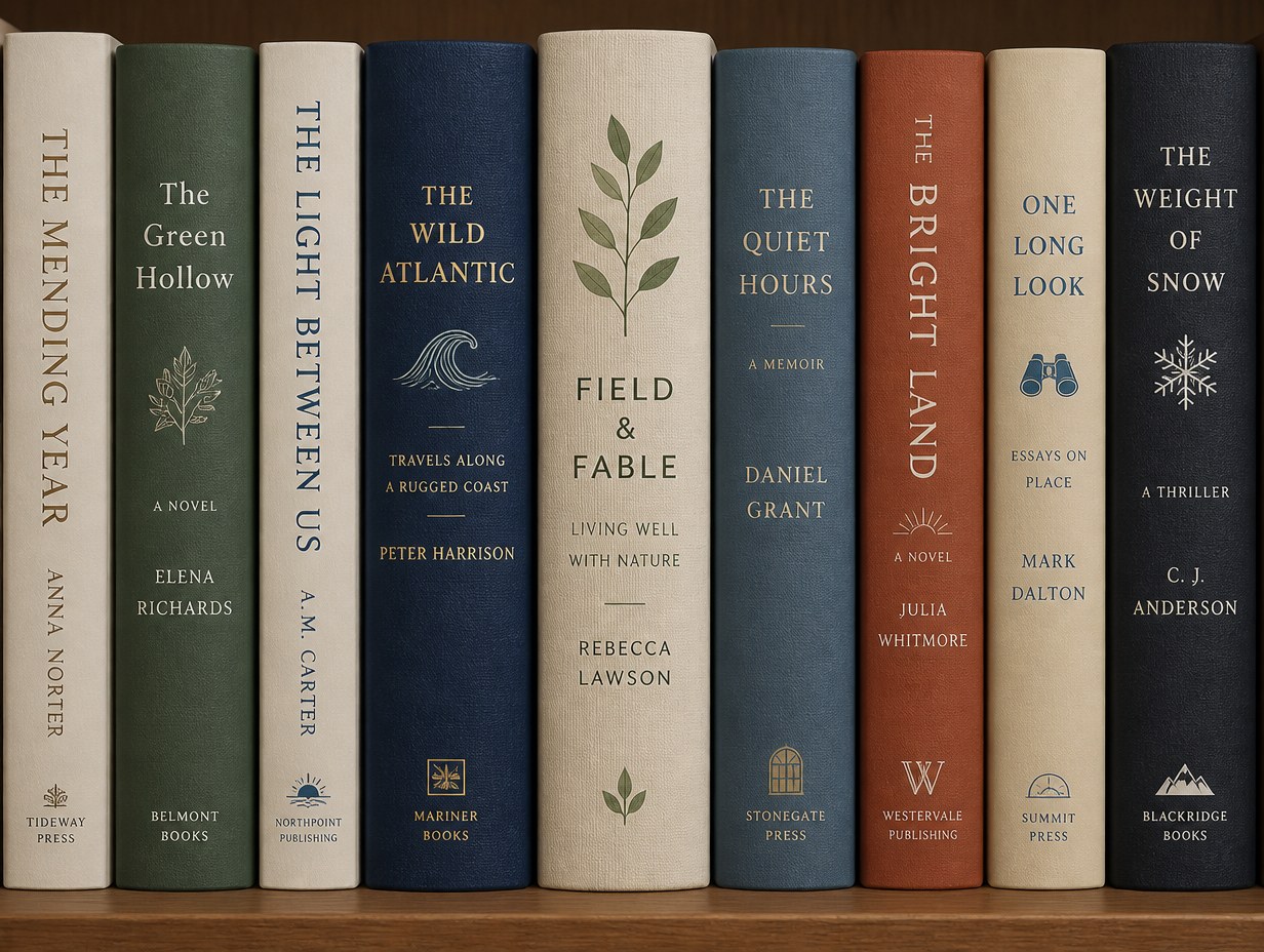 AI-generated book spine mockup sample