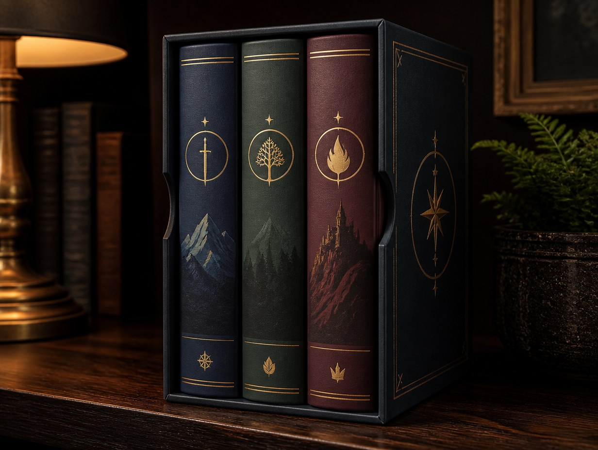 AI-generated book trilogy box set mockup sample