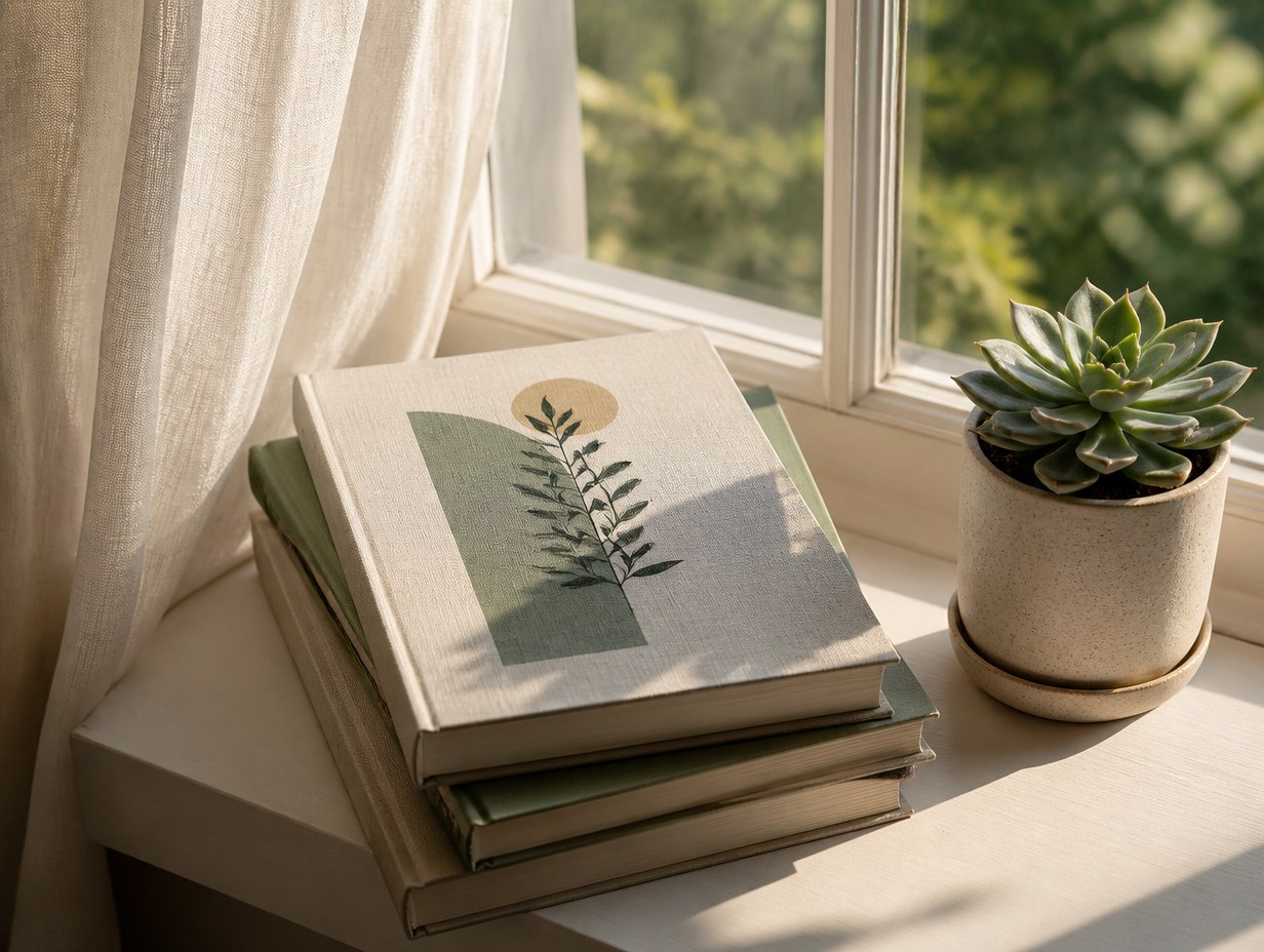 Books on Windowsill mockup example