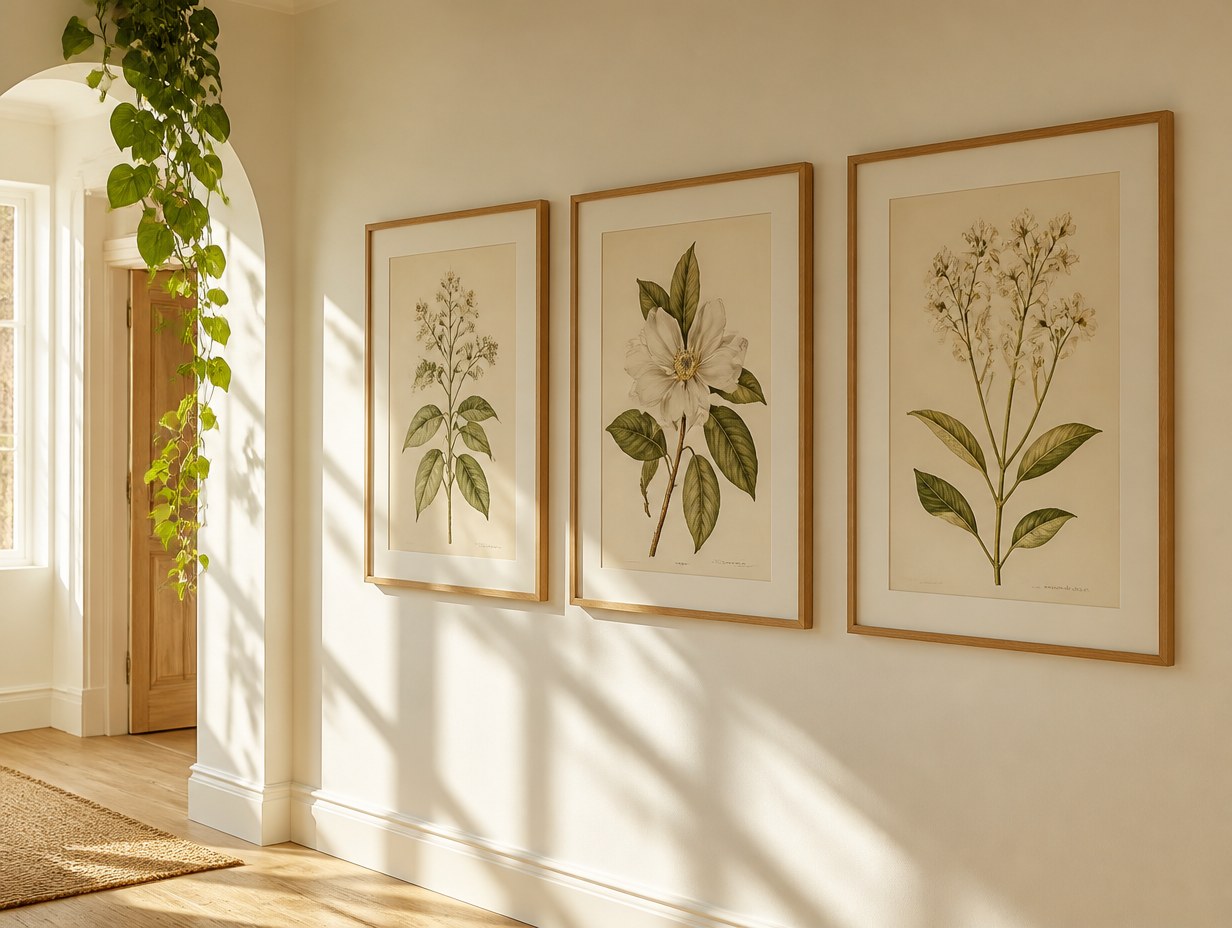 AI-generated botanical print set mockup sample