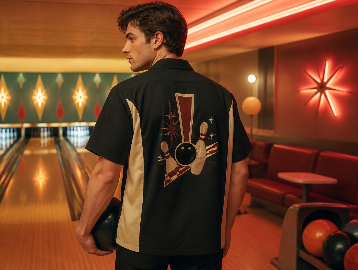 AI-generated bowling shirt mockup sample
