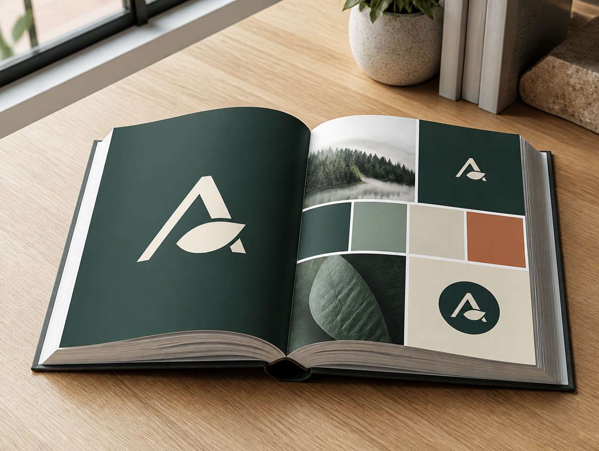 AI-generated brand guidelines book mockup sample