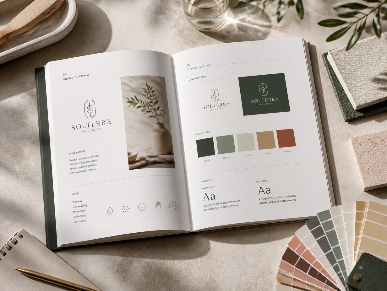 AI-generated brand guidelines mockup sample