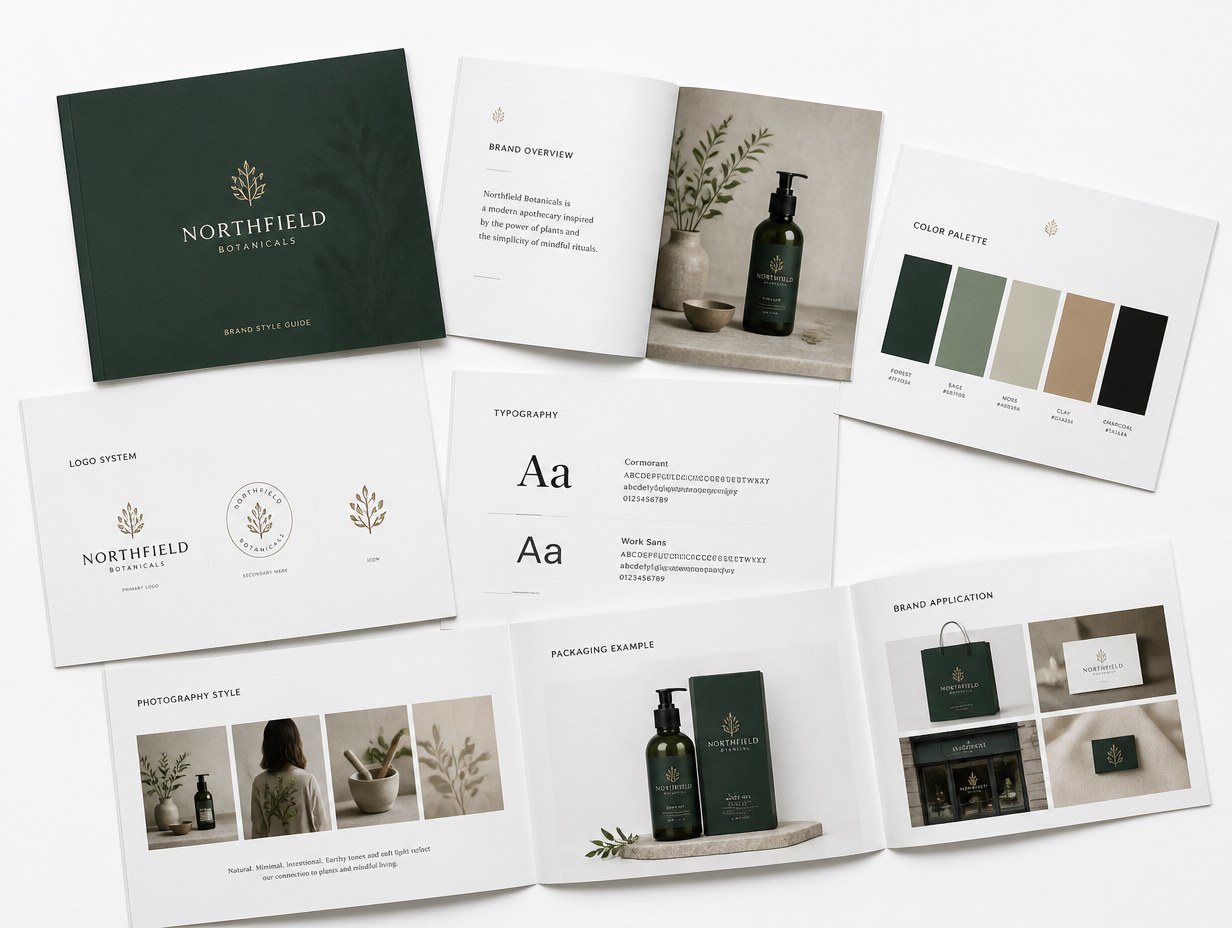 AI-generated brand style guide mockup sample