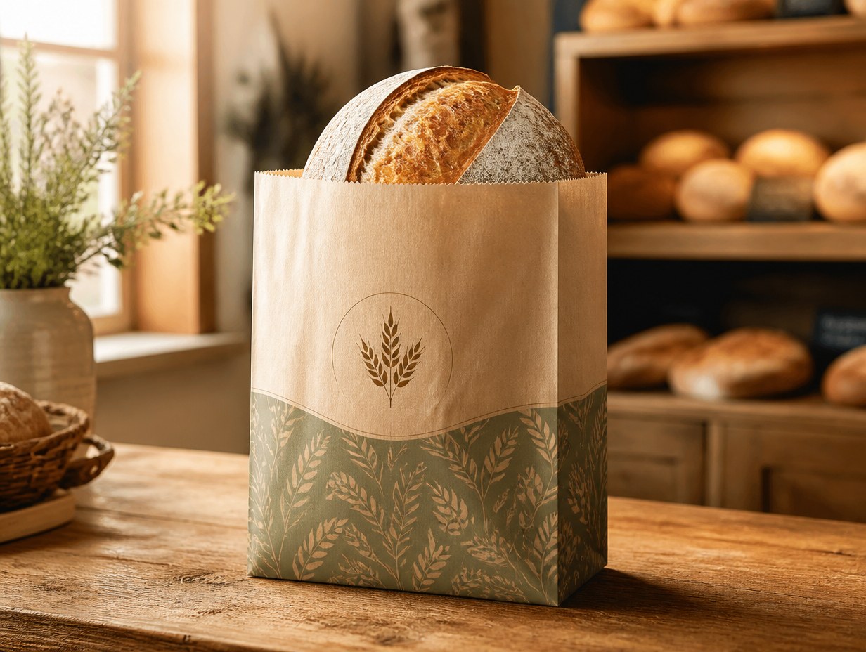AI-generated bread bag mockup sample