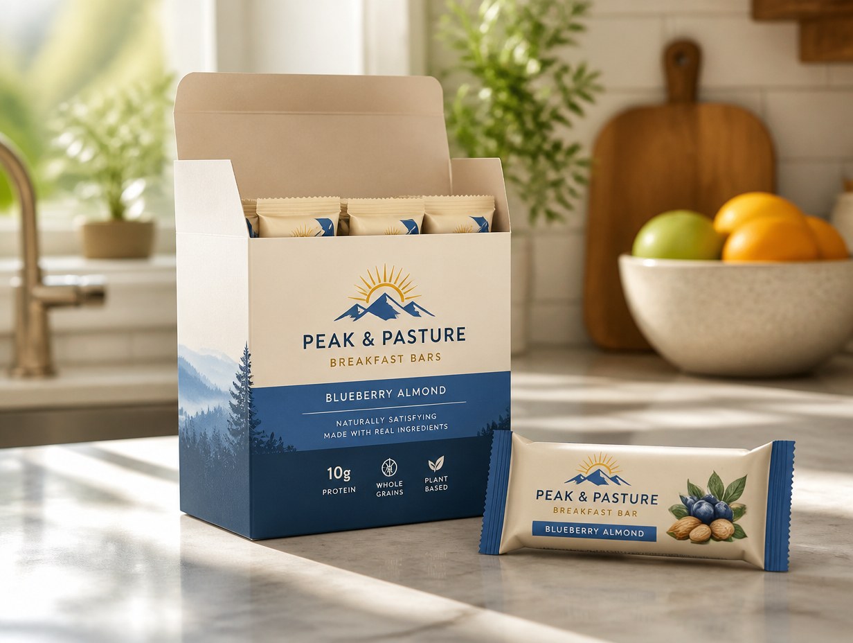 AI-generated breakfast bar box mockup sample