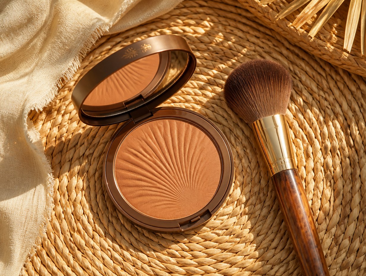 AI-generated bronzer compact mockup sample